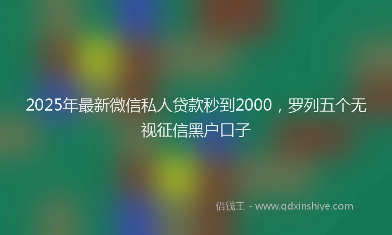 2025年最新微信私人贷款秒到2000，罗列五个无视征信黑户口子