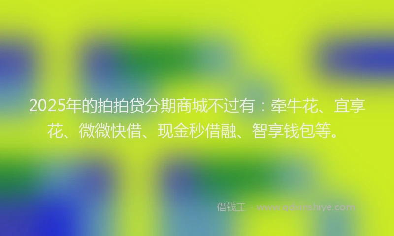 2025年的拍拍贷分期商城不过有：牵牛花、宜享花、微微快借、现金秒借融、智享钱包等。
