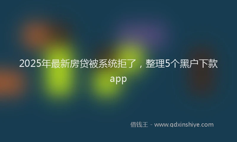 2025年最新房贷被系统拒了，整理5个黑户下款app