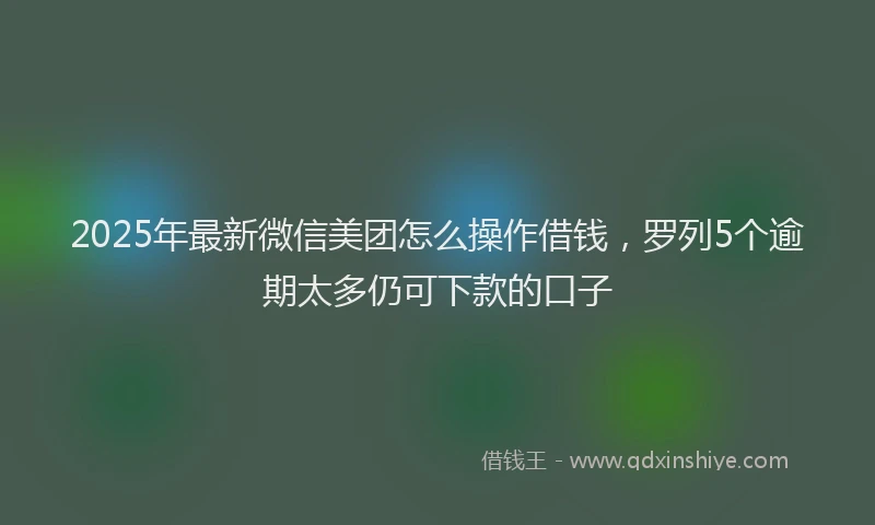2025年最新微信美团怎么操作借钱，罗列5个逾期太多仍可下款的口子