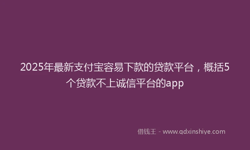2025年最新支付宝容易下款的贷款平台，概括5个贷款不上诚信平台的app