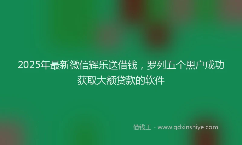 2025年最新微信辉乐送借钱，罗列五个黑户成功获取大额贷款的软件