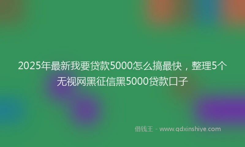 2025年最新我要贷款5000怎么搞最快，整理5个无视网黑征信黑5000贷款口子