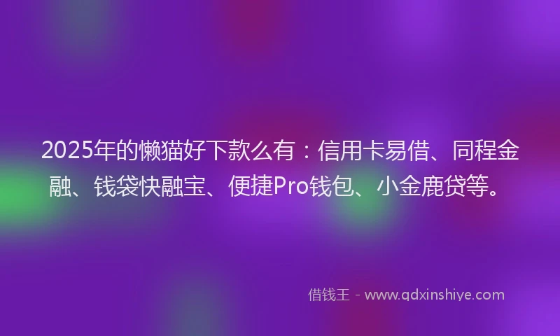 2025年的懒猫好下款么有：信用卡易借、同程金融、钱袋快融宝、便捷Pro钱包、小金鹿贷等。