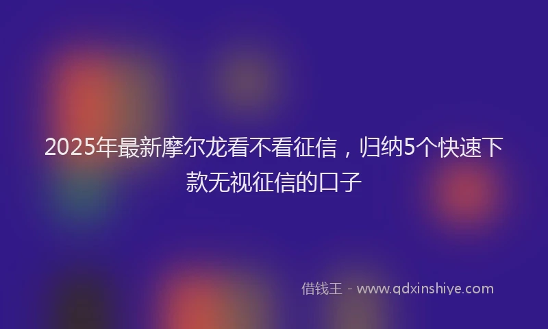 2025年最新摩尔龙看不看征信，归纳5个快速下款无视征信的口子