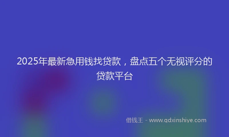 2025年最新急用钱找贷款，盘点五个无视评分的贷款平台