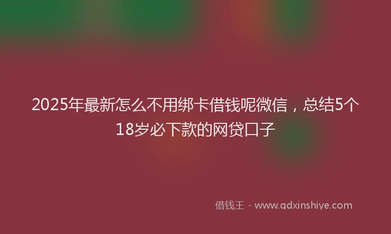 2025年最新怎么不用绑卡借钱呢微信，总结5个18岁必下款的网贷口子