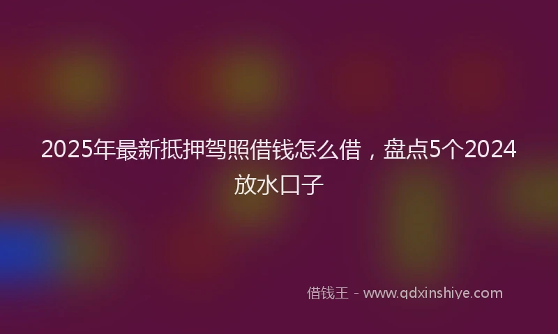 2025年最新抵押驾照借钱怎么借，盘点5个2024放水口子