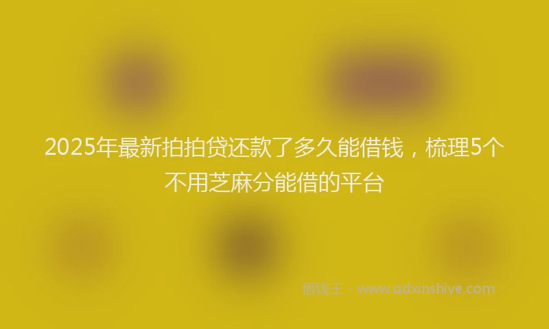 2025年最新拍拍贷还款了多久能借钱，梳理5个不用芝麻分能借的平台