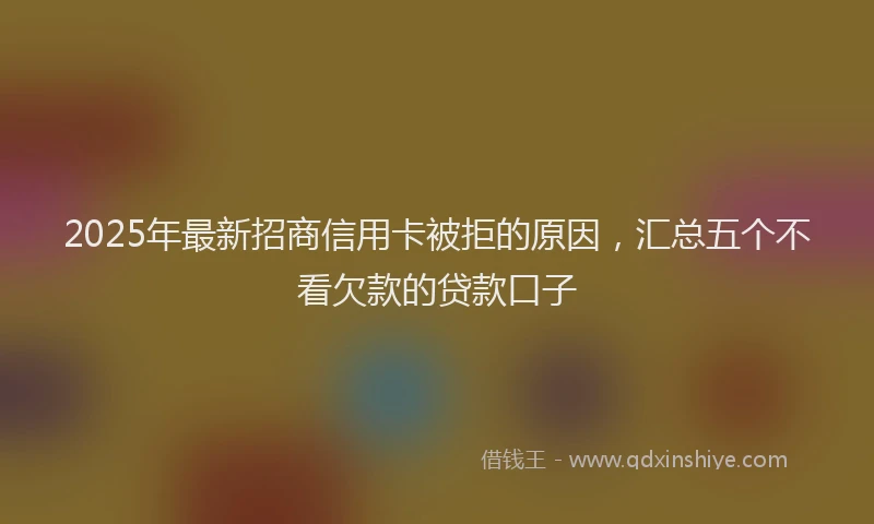 2025年最新招商信用卡被拒的原因，汇总五个不看欠款的贷款口子