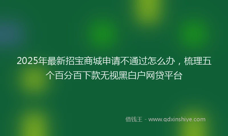 2025年最新招宝商城申请不通过怎么办，梳理五个百分百下款无视黑白户网贷平台
