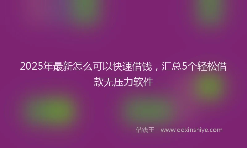 2025年最新怎么可以快速借钱，汇总5个轻松借款无压力软件