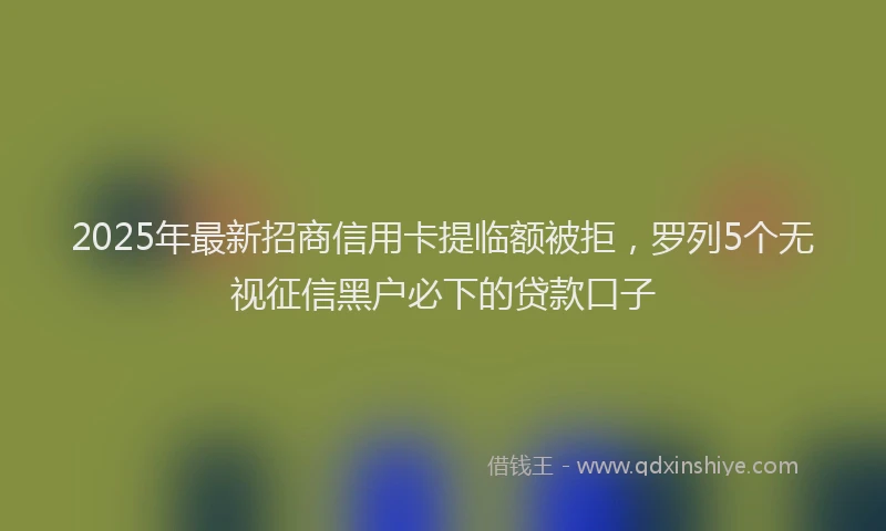 2025年最新招商信用卡提临额被拒，罗列5个无视征信黑户必下的贷款口子