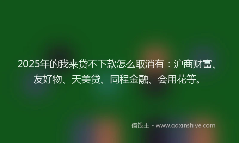 2025年的我来贷不下款怎么取消有：沪商财富、友好物、天美贷、同程金融、会用花等。