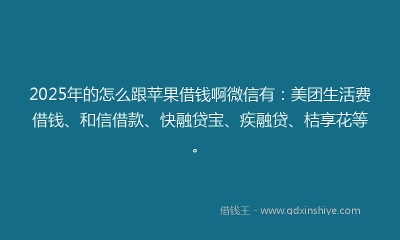 2025年的怎么跟苹果借钱啊微信有：美团生活费借钱、和信借款、快融贷宝、疾融贷、桔享花等。