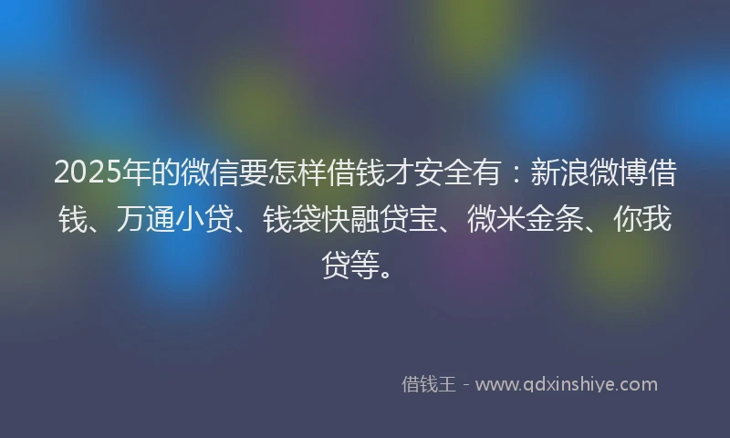 2025年的微信要怎样借钱才安全有：新浪微博借钱、万通小贷、钱袋快融贷宝、微米金条、你我贷等。