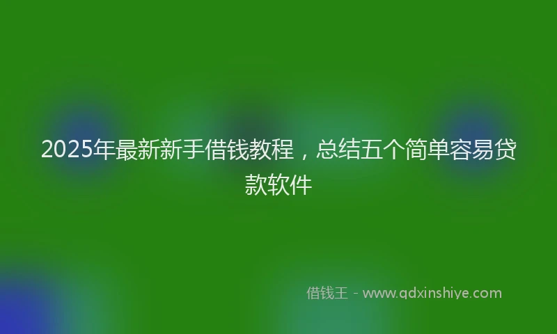 2025年最新新手借钱教程，总结五个简单容易贷款软件