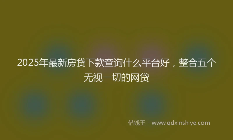 2025年最新房贷下款查询什么平台好，整合五个无视一切的网贷