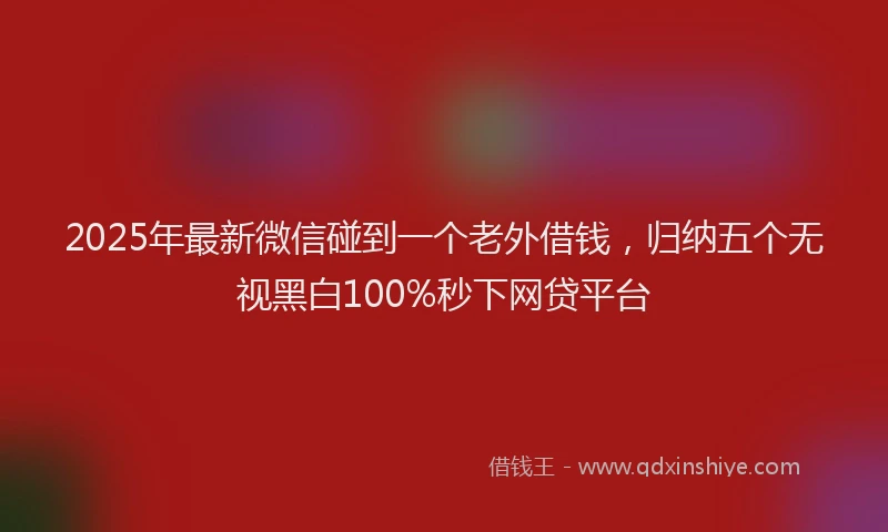 2025年最新微信碰到一个老外借钱，归纳五个无视黑白100%秒下网贷平台