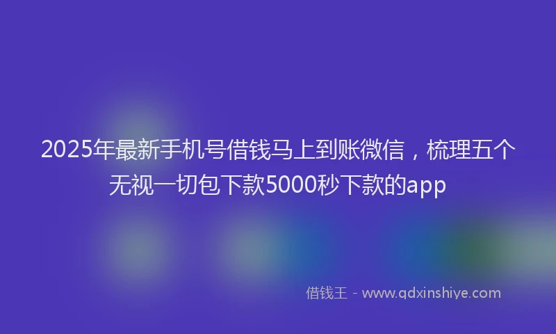2025年最新手机号借钱马上到账微信，梳理五个无视一切包下款5000秒下款的app