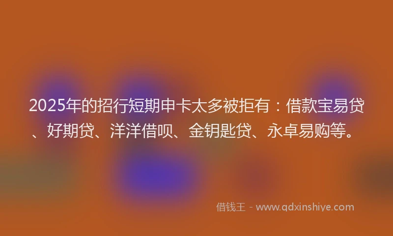 2025年的招行短期申卡太多被拒有：借款宝易贷、好期贷、洋洋借呗、金钥匙贷、永卓易购等。