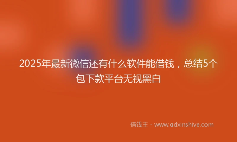2025年最新微信还有什么软件能借钱，总结5个包下款平台无视黑白