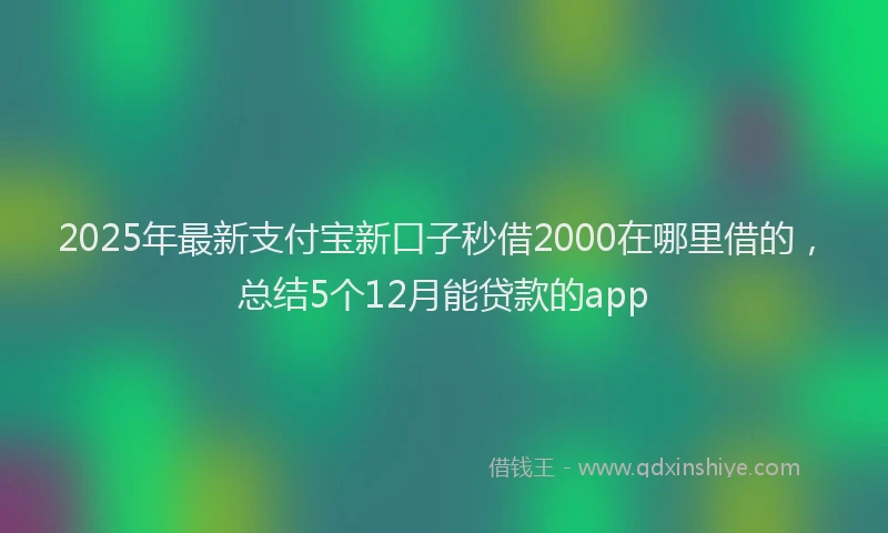 2025年最新支付宝新口子秒借2000在哪里借的，总结5个12月能贷款的app