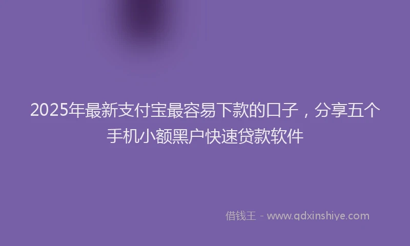 2025年最新支付宝最容易下款的口子，分享五个手机小额黑户快速贷款软件