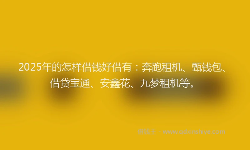 2025年的怎样借钱好借有：奔跑租机、甄钱包、借贷宝通、安鑫花、九梦租机等。