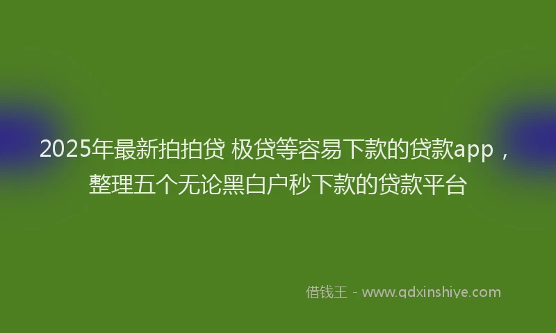 2025年最新拍拍贷 极贷等容易下款的贷款app，整理五个无论黑白户秒下款的贷款平台