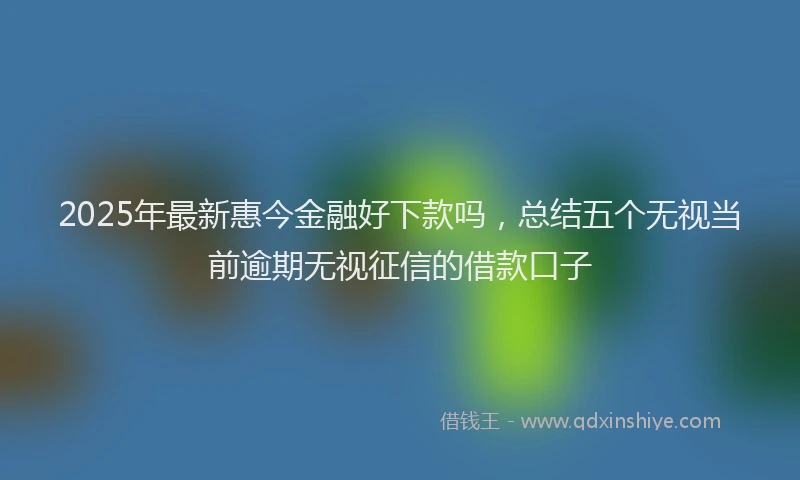 2025年最新惠今金融好下款吗，总结五个无视当前逾期无视征信的借款口子