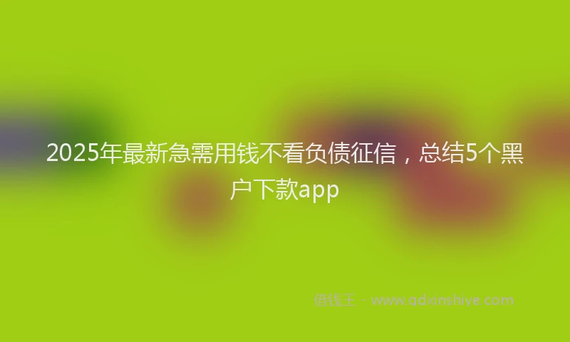 2025年最新急需用钱不看负债征信，总结5个黑户下款app