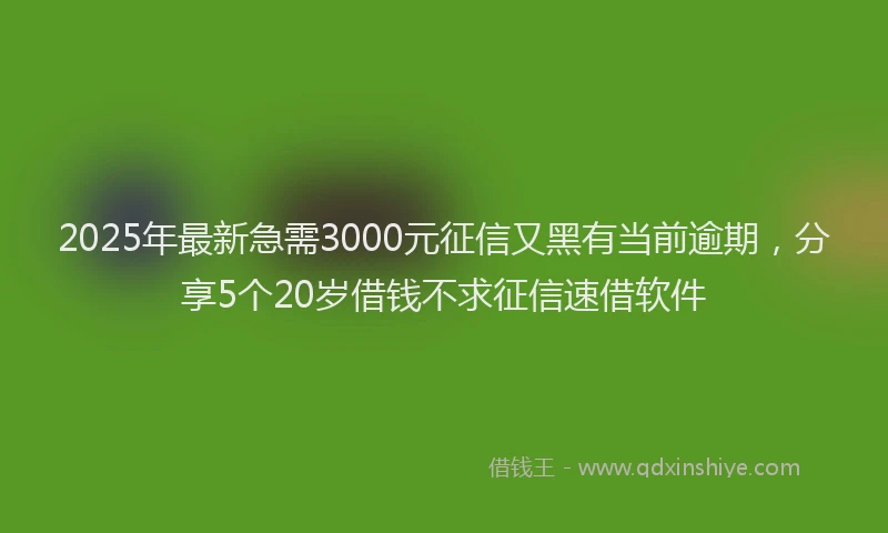 2025年最新急需3000元征信又黑有当前逾期，分享5个20岁借钱不求征信速借软件