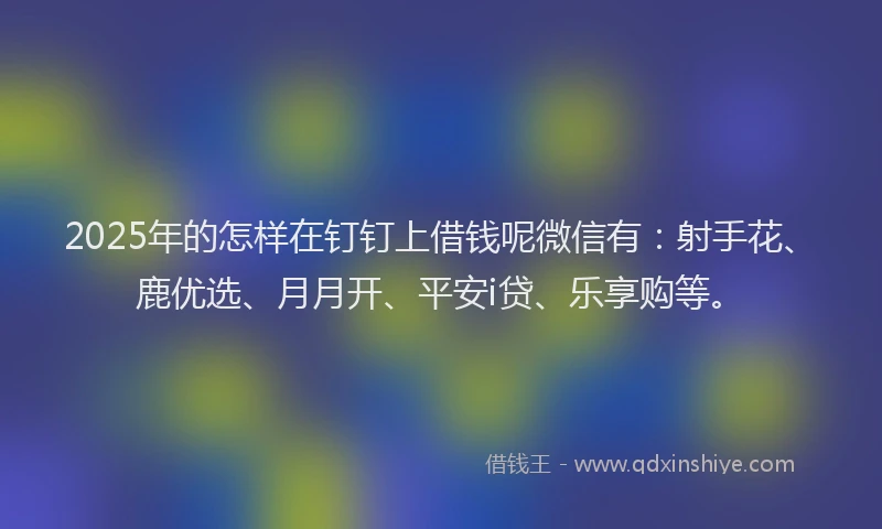2025年的怎样在钉钉上借钱呢微信有：射手花、鹿优选、月月开、平安i贷、乐享购等。