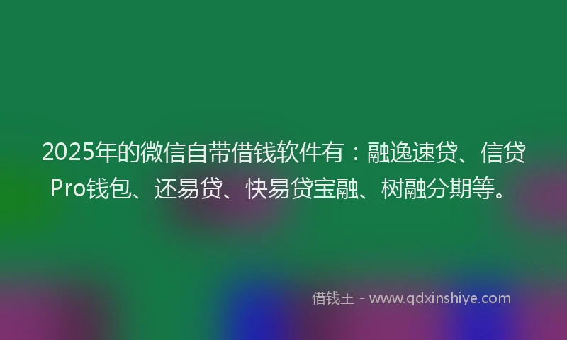 2025年的微信自带借钱软件有：融逸速贷、信贷Pro钱包、还易贷、快易贷宝融、树融分期等。
