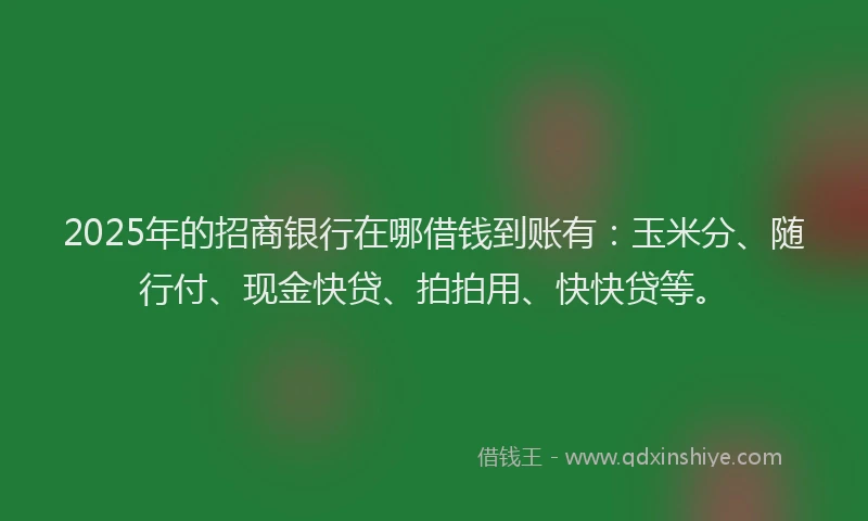 2025年的招商银行在哪借钱到账有：玉米分、随行付、现金快贷、拍拍用、快快贷等。