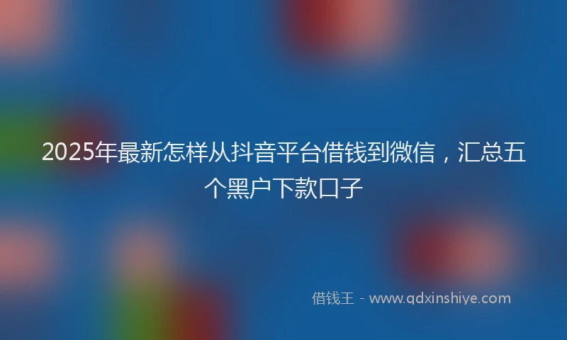 2025年最新怎样从抖音平台借钱到微信，汇总五个黑户下款口子