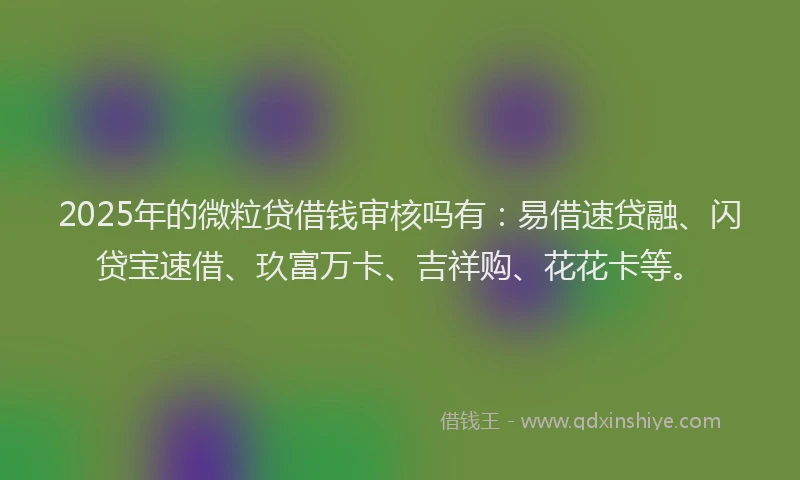 2025年的微粒贷借钱审核吗有：易借速贷融、闪贷宝速借、玖富万卡、吉祥购、花花卡等。