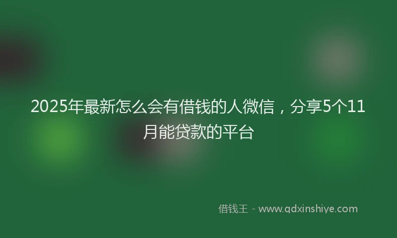 2025年最新怎么会有借钱的人微信，分享5个11月能贷款的平台
