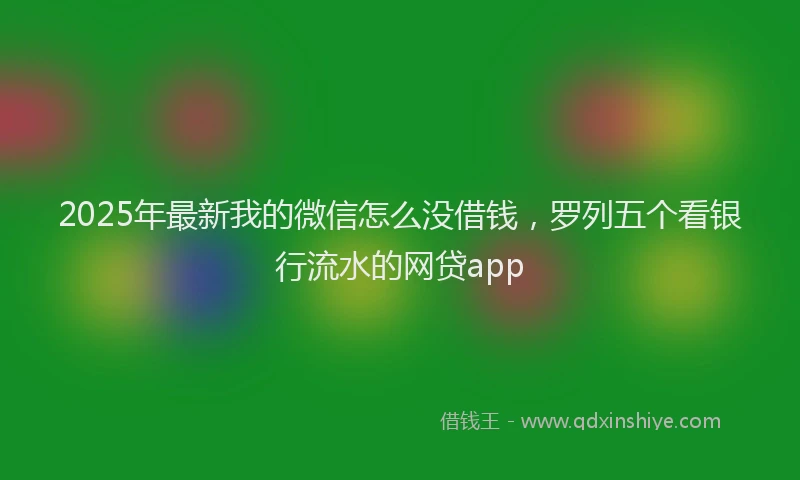 2025年最新我的微信怎么没借钱，罗列五个看银行流水的网贷app