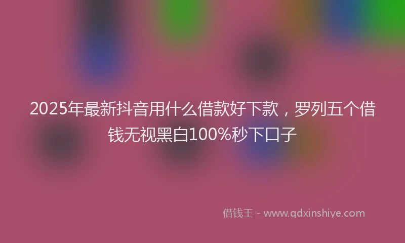 2025年最新抖音用什么借款好下款，罗列五个借钱无视黑白100%秒下口子