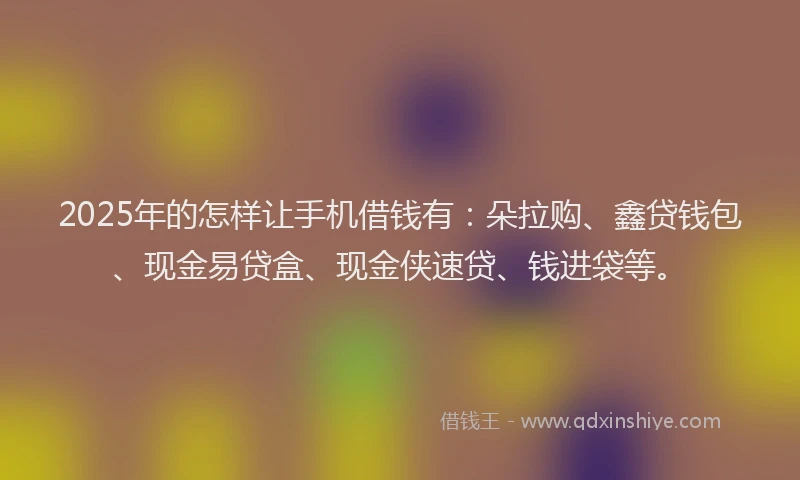 2025年的怎样让手机借钱有：朵拉购、鑫贷钱包、现金易贷盒、现金侠速贷、钱进袋等。