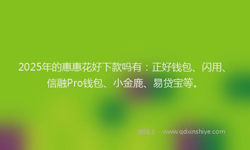 2025年的惠惠花好下款吗有：正好钱包、闪用、信融Pro钱包、小金鹿、易贷宝等。