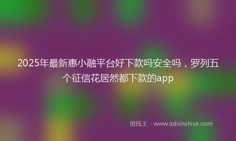 2025年最新惠小融平台好下款吗安全吗，罗列五个征信花居然都下款的app
