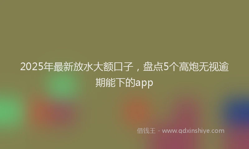 2025年最新放水大额口子，盘点5个高炮无视逾期能下的app
