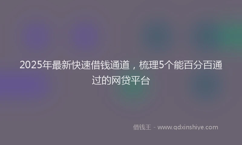 2025年最新快速借钱通道，梳理5个能百分百通过的网贷平台