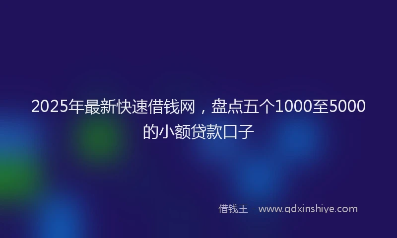 2025年最新快速借钱网，盘点五个1000至5000的小额贷款口子