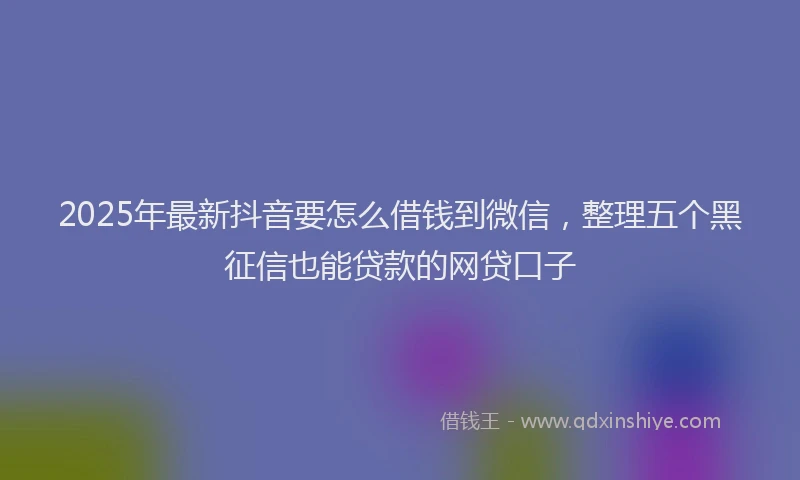 2025年最新抖音要怎么借钱到微信，整理五个黑征信也能贷款的网贷口子