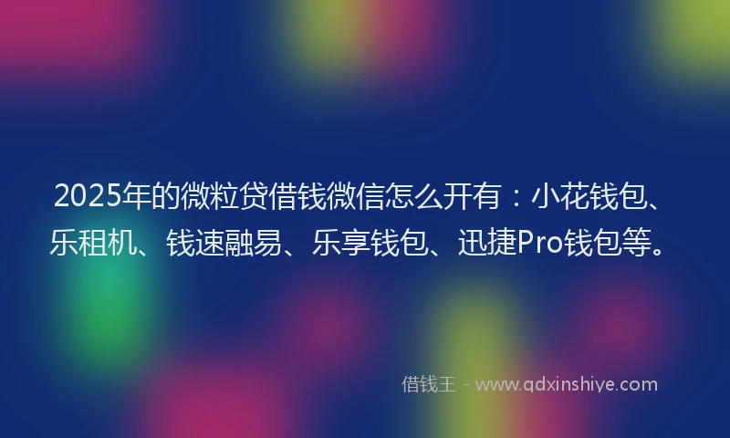 2025年的微粒贷借钱微信怎么开有：小花钱包、乐租机、钱速融易、乐享钱包、迅捷Pro钱包等。