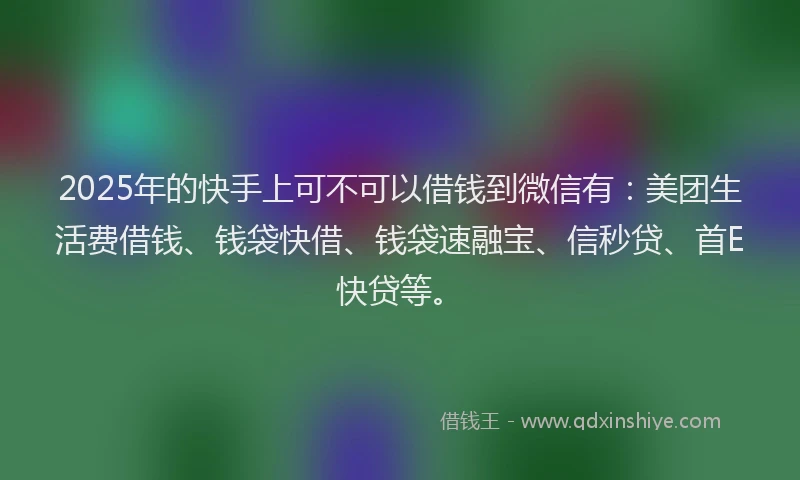 2025年的快手上可不可以借钱到微信有：美团生活费借钱、钱袋快借、钱袋速融宝、信秒贷、首E快贷等。